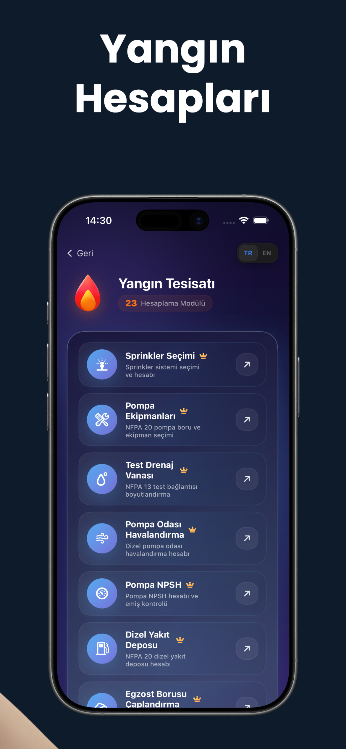 MEP Calc Yangın Tesisatı — 23 modül
