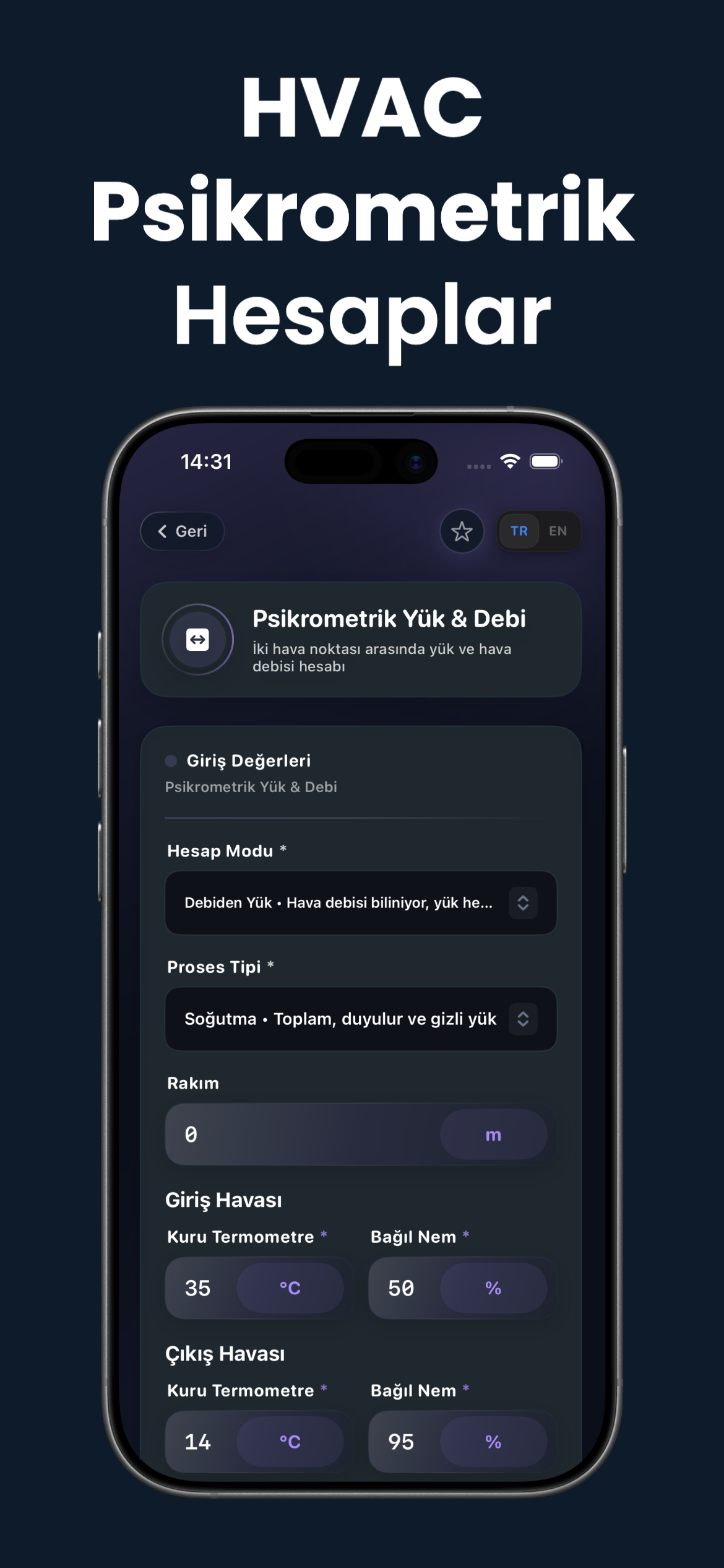 MEP Calc Psikrometrik — Yük & Debi